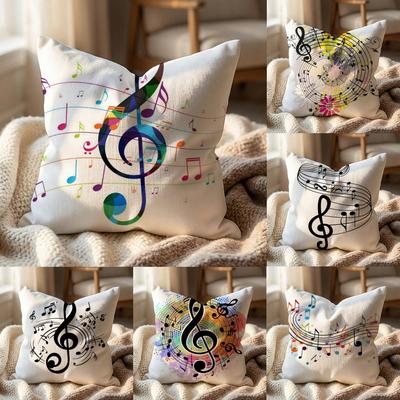 Sheet Music Printing Cushion Cover Multi-Scene Pillow Cover for Home & Car - Reversible, Soft & Durable for Daily Use