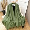 Women S Solid Color Faux Cashmere Scarf Elegant Warm Shawl