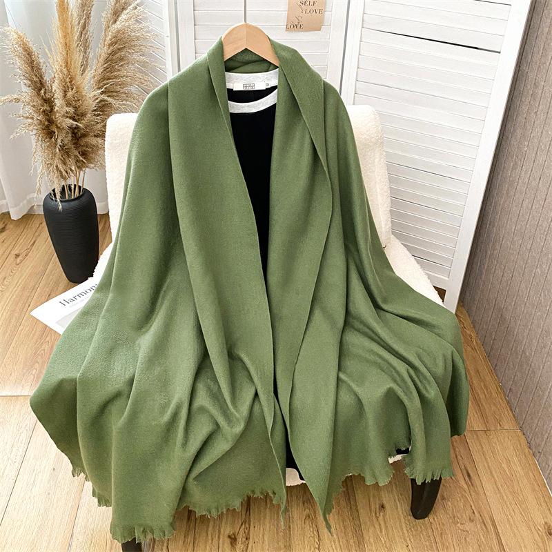 Women S Solid Color Faux Cashmere Scarf Elegant Warm Shawl