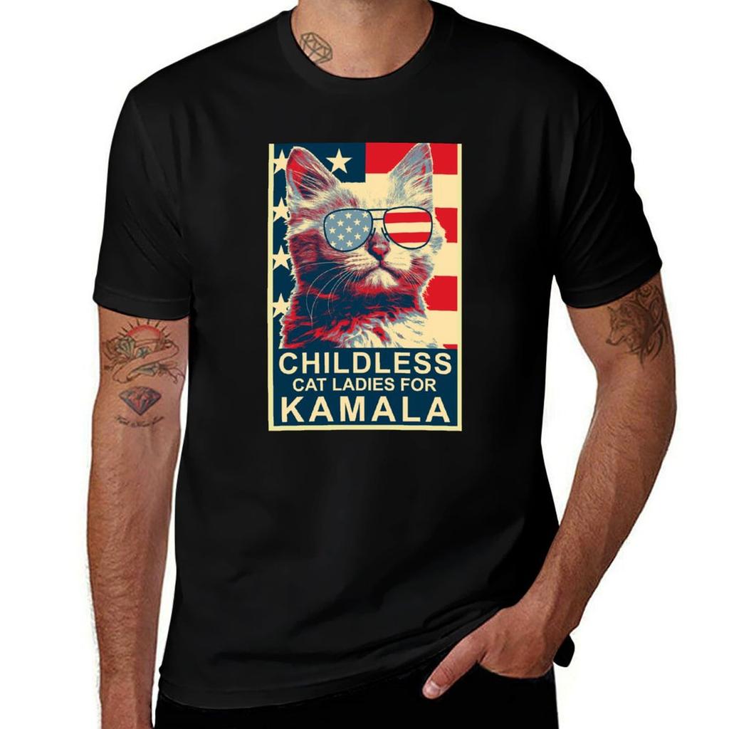 Childless Cat Lady Kamala Shirt Ladies For Kamala Harris President 2024 TShirt Sporty Breathable Short Sleeve TShirt