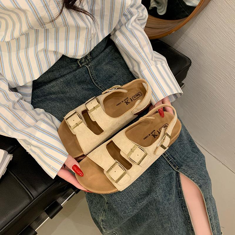 Sarı kalın tabanlı Birkenstock kalın tabanlı tek bantlı sandaletler kadın yazlık yüksek kaliteli serin terlikler