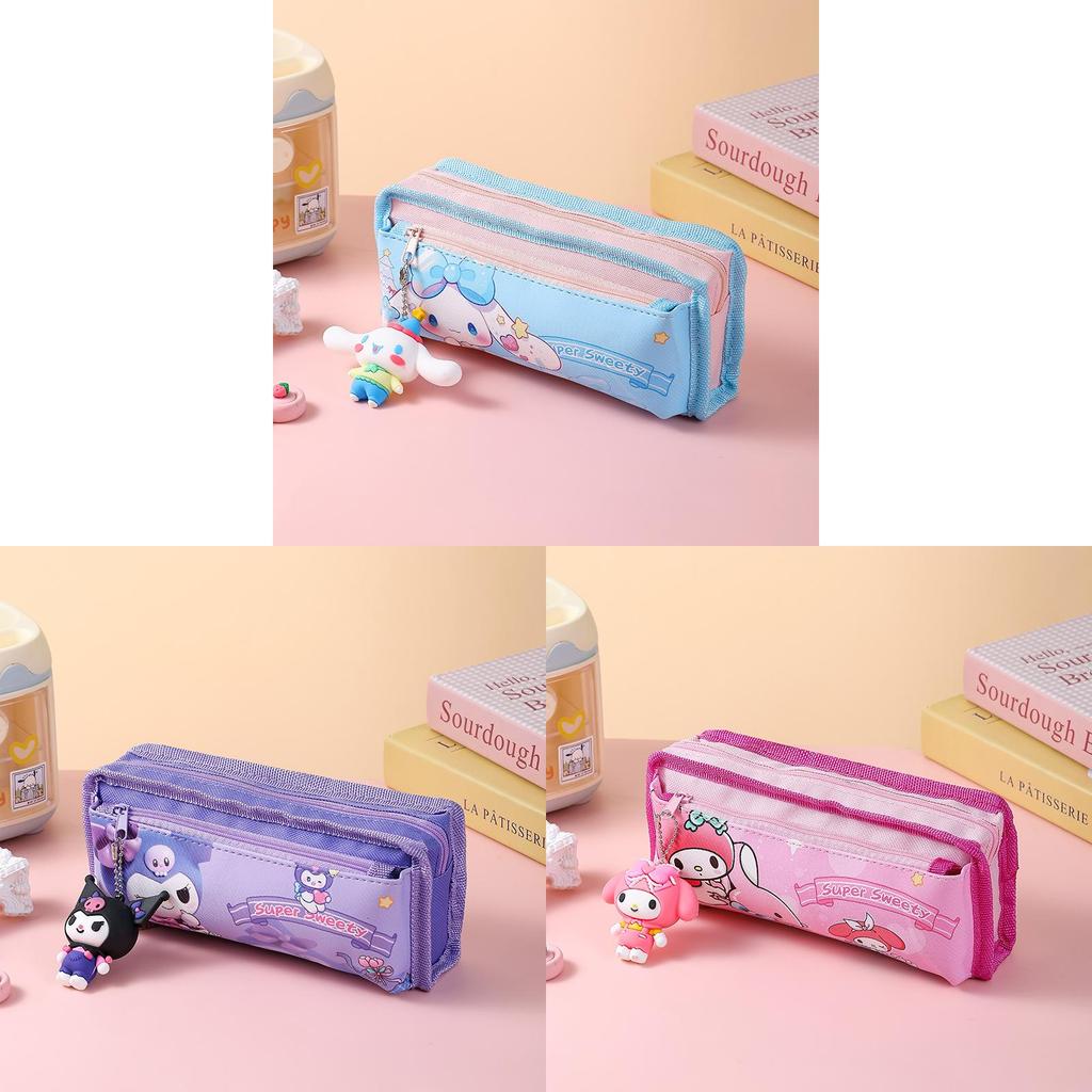 Sanrio Kuromi Canvas Pencil Case Large Capacity Durable Stationery Bag For Students
