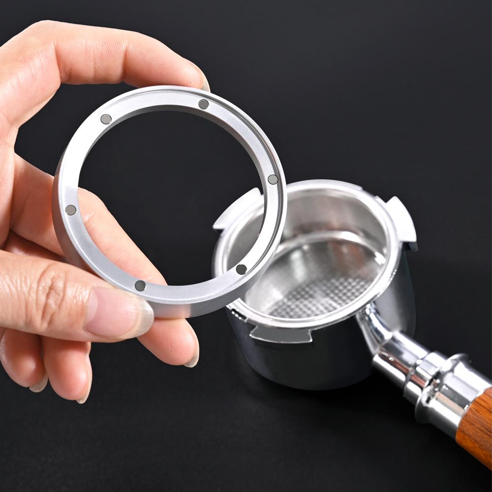 51/54/58mm Dosing Funnel with 6 Magnets Espresso Coffee Aluminum Dosing Ring Fits Portafilter Replacement Ring Barista Tools
