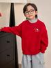 Red Embroidered Horse Family Hoodies - Festive Parent-Child Outfit for Three, Plus Velvet, Perfect for New Year.
