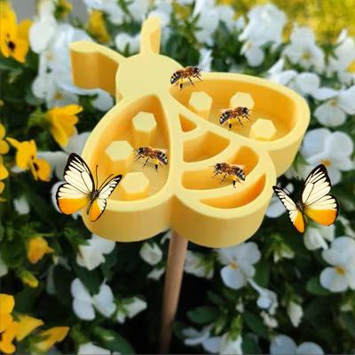 Bienen Tränke Insekten Wasser Spender Tasse Schmetterlings Futter mit Holzpflock Bienen- oder Marienkäferform Trinkstation für Gartenbestäuber
