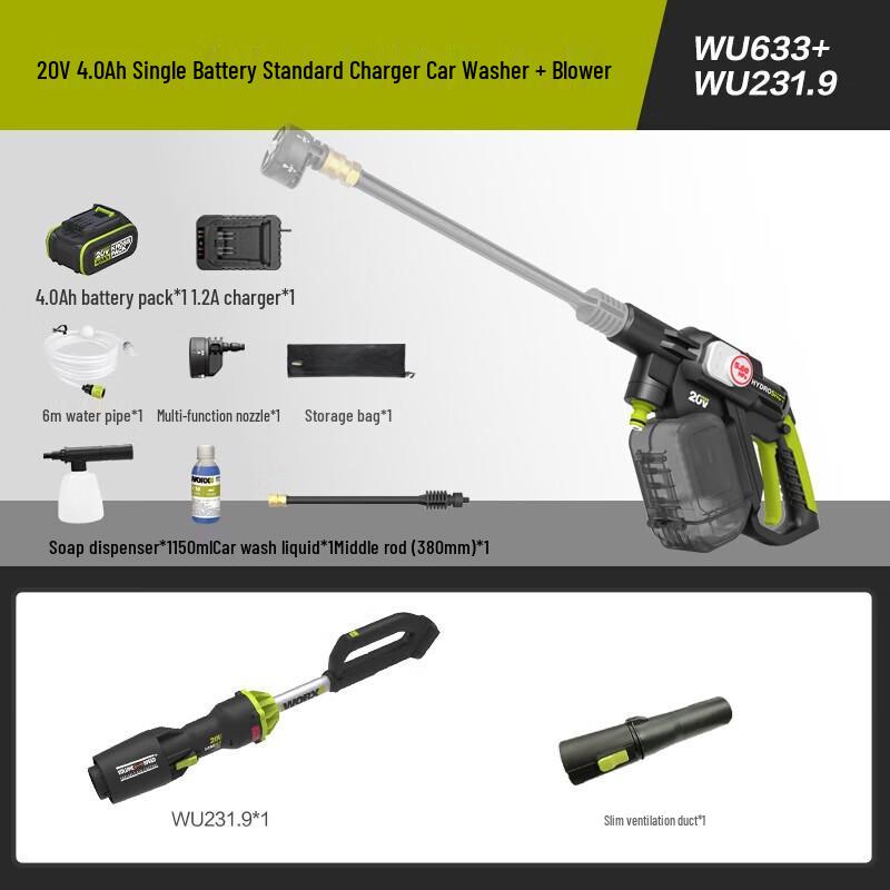 WORX 20V Cordless Pressure Washer & Blower Kit CN plug (adapter included)