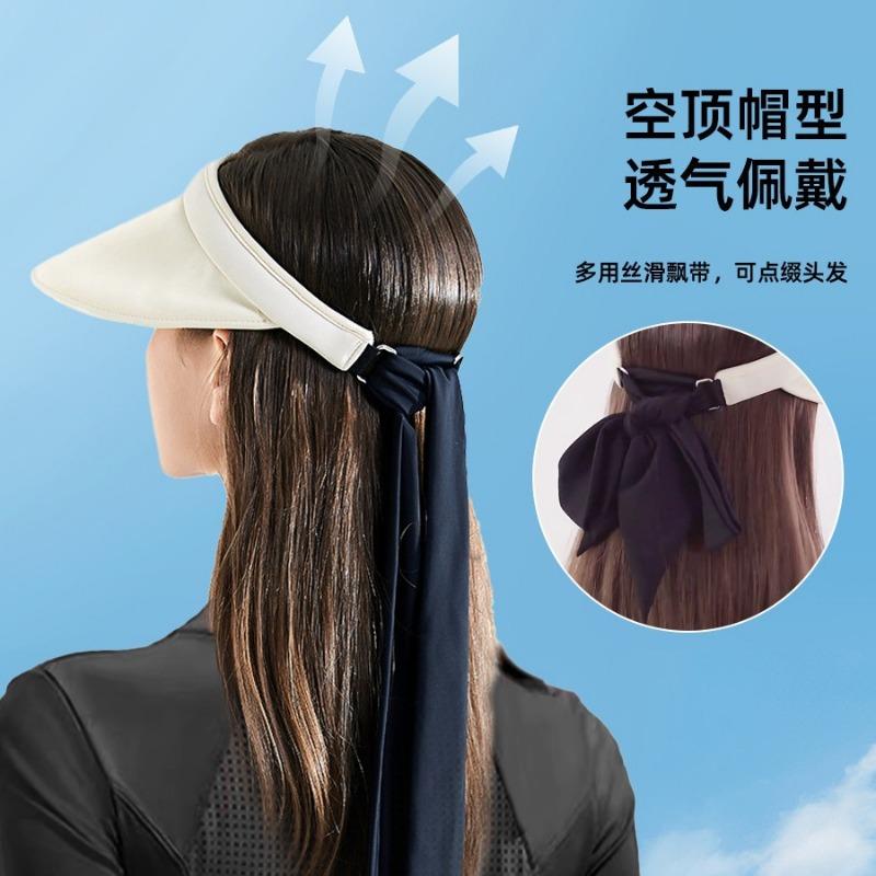Vacation Wind Sun Protection Empty Top Hat Women's UV Protection Empty Top Sun Hat Outdoor Riding Seaside Leisure No Top Hat