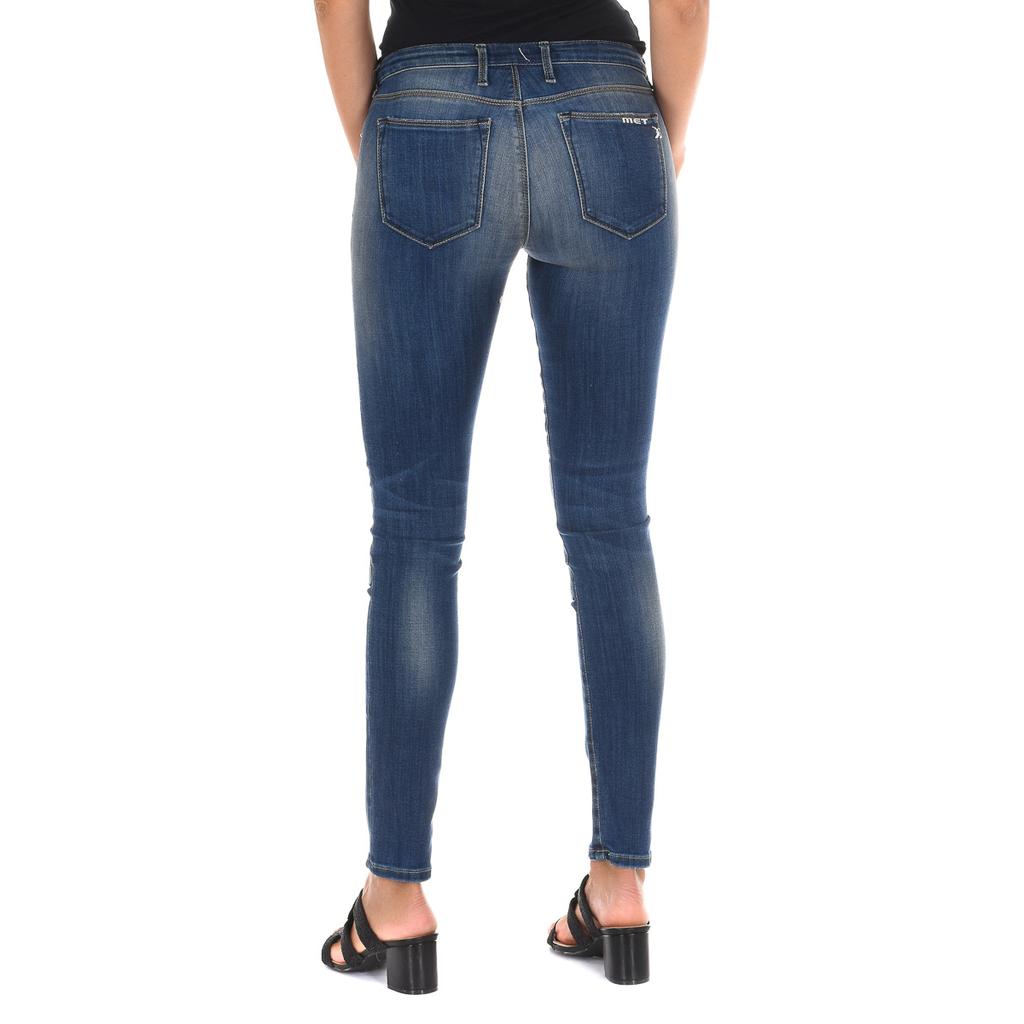 Women's 10DB50350 Distressed Long Jeans with Slim-Cut Hems