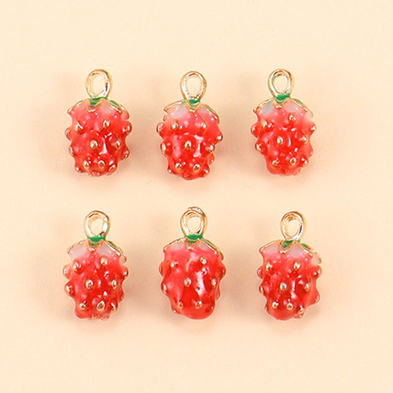 Three-Dimensional Fruit Pendant Three-Dimensional Strawberry Bracelet Pendant Alloy Jewelry Accessory Fashion For Jewelry Making