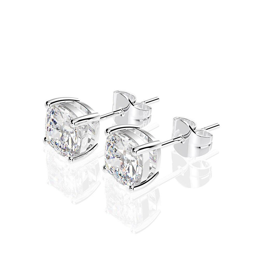 Wong Rain Classic 100 %925 Silber Gezüchteter Moissanit Edelstein Hochzeit Verlobung Ohrstecker Ohrringe Echtschmuck Großhandel