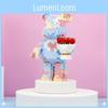 Little Holding Bear Flowers Assembles Building Blocks With Abs Material For Gift