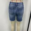 Women Summer Denim Shorts Ripped Hole High Waist Button Stretch Jean Short Pants