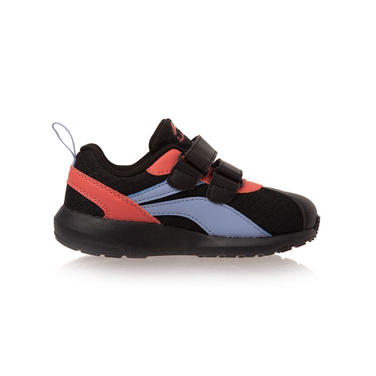 Li Ning Kids Sports Lifestyle Series Velcro Non-Slip Wear-Resistant Breathable Casual Shoes Kids Casual Shoes Black Blue Orange YKAP148-31