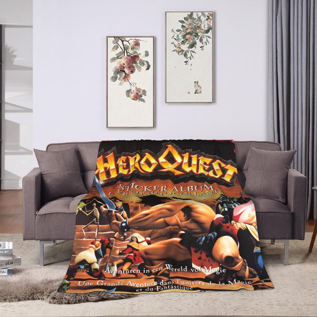 Heroquest Game 90s Flannel Blanket Retro Card Super Warm Throw Blanket for Outdoor Airplane Travel Bedspread Sofa Bed Cover