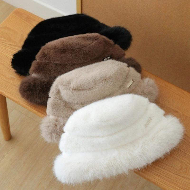 Winter Big Head Waist with Plush Fisherman's Hat Ear Protection Korean Edition Thickened Warm Plush Bucket Hat