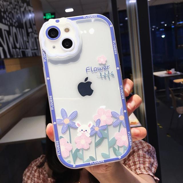 Cute Cartoon Flower Fruit Phone Case For Iphone 14 13 11 12 Pro Max Xs Max Xr X Xs 14pro Clear Shockproof Bumper Soft Back Cover