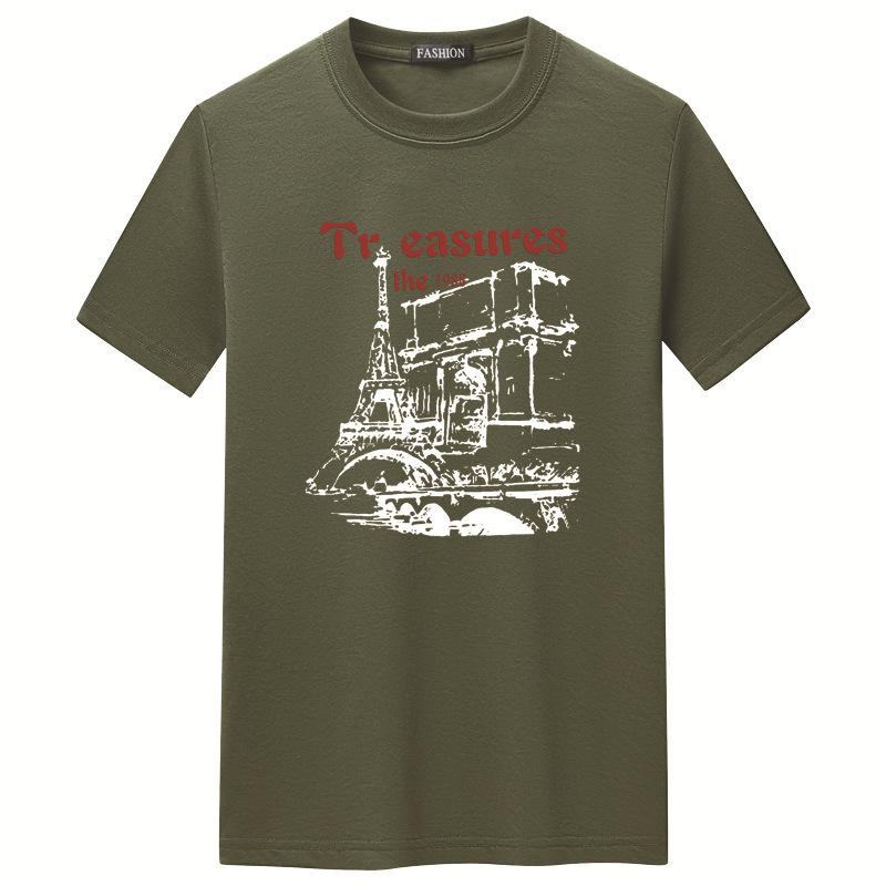 

GMXIA Хлопковая футболка с коротким рукавом Мужская модная свободная рубашка с коротким рукавом с принтом XXXXXL армия зеленый