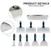 8 Piece Stainless Steel Putty Scrapers Set with Paint Scraper Multiple Spatulas and Storage Box for Drywall and For Concrete