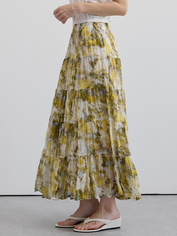 PAIGEFLYNN Wrinkle Print Chiffon Skirt_N6Bsk002C