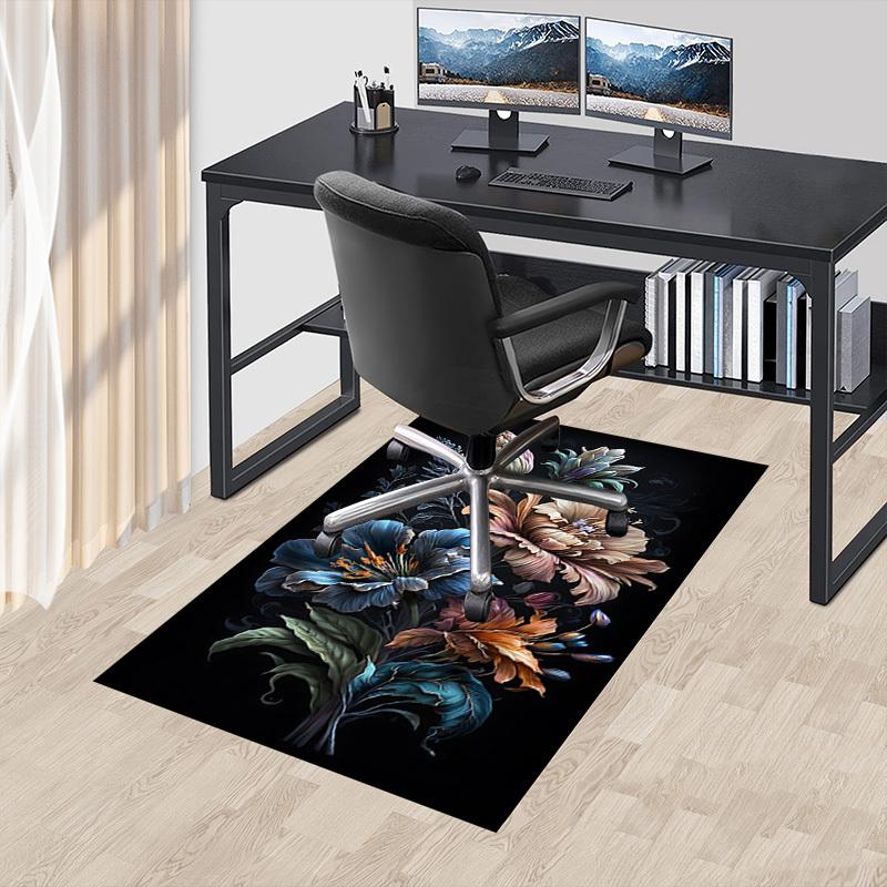 1pc Floral Artwork Carpet Anti Slip Polyester Floor Mat for office.Bedroom