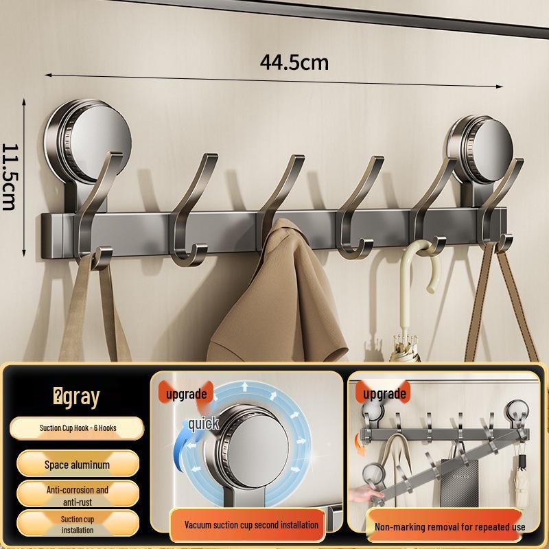Strong Adhesive No-Drill Suction Cup Door Hook for Clothes and Storage