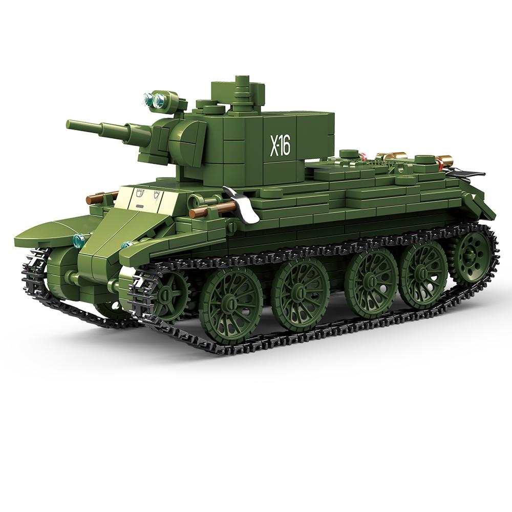 World War 2 WW2 Army Military Soldiers SWAT T-70 Light Tank BT-7 Light Cavalry Tank Model Building Blocks Bricks Children's Toys