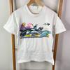 VTG Sea World Of Texas Hemd Top Damen Klein Weiß Grafikdruck Kurzarm