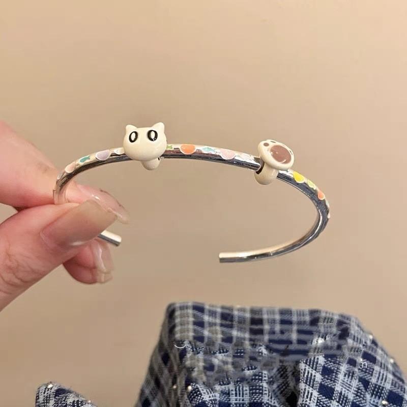 New Cartoon Cute Drop Glazed Bracelet Women Cats Simple Niche Temperament Fashionable Trend High-End Feeling Personalized Design