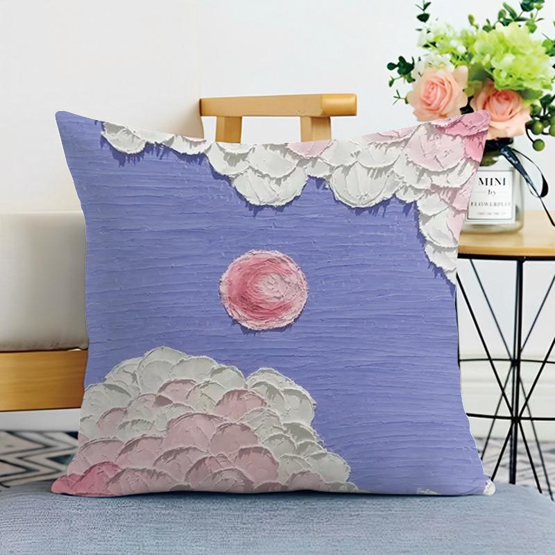 Ins Style Oil Painting Print Decorative Pillowcase Bedroom Living Room Square Cushion Pillowcase
