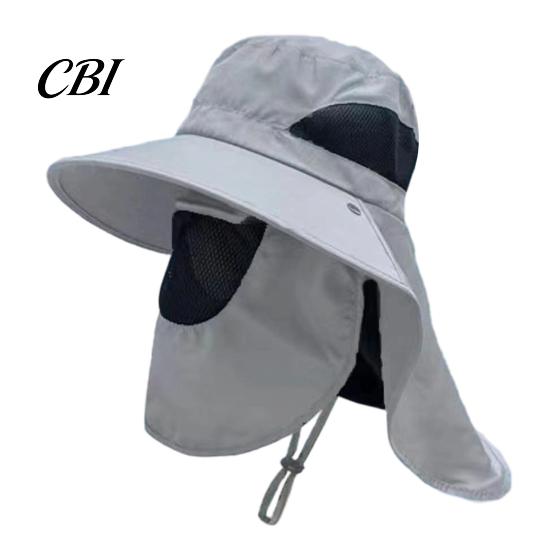 Fishing Bucket Hat Breathable Mesh Hat, 360-Degree Sunshade Fisherman with Detachable Face Sun Guard And Neck Flap, Adjustable Drawstring Outdoor