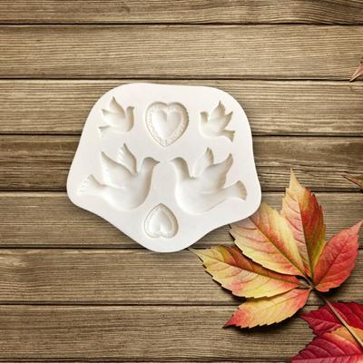 Romantische Herz-Silikonform, Liebesvogel, DIY-Dekor, Fondant, Kuchen, Küche, Backgeschirr