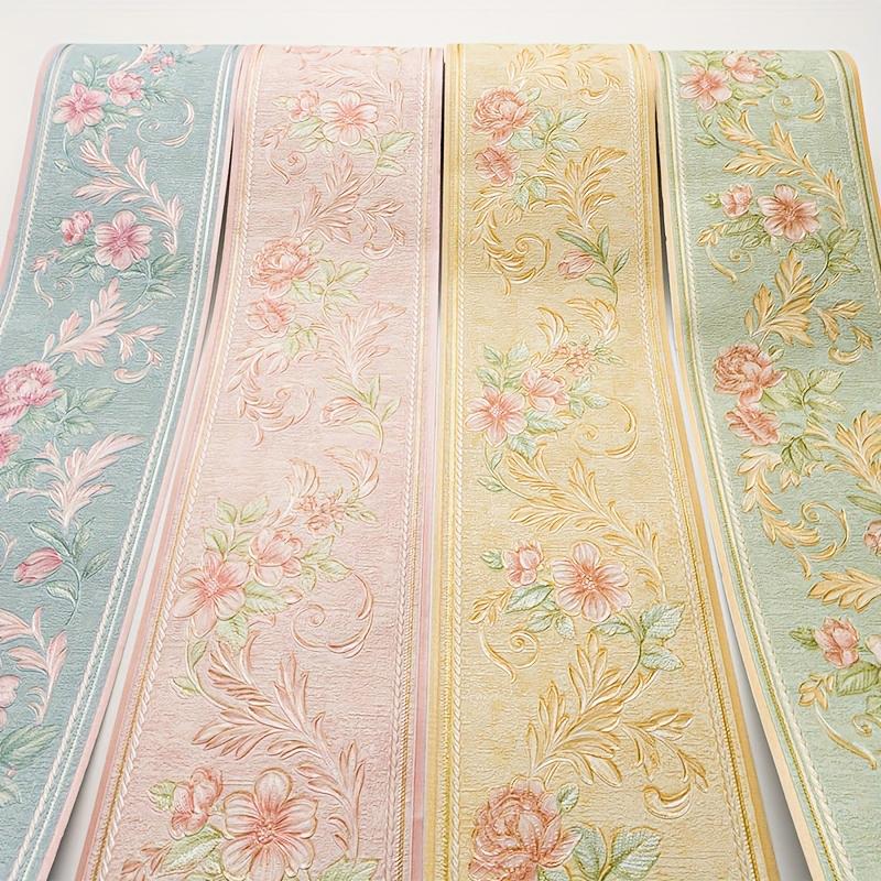 A Roll Self-Adhesive Waterproof PVC Wall Decal Fresh 3D Flower Border Wall Sticker New Wallpaper Bedroom 3D 10.5cmx5m