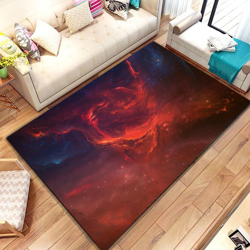Cosmic Nebula Pattern Carpet Soft Play Mat for Bedroom Livingroom Decor Crawl Mat Christmas Gift Rug Non Slip