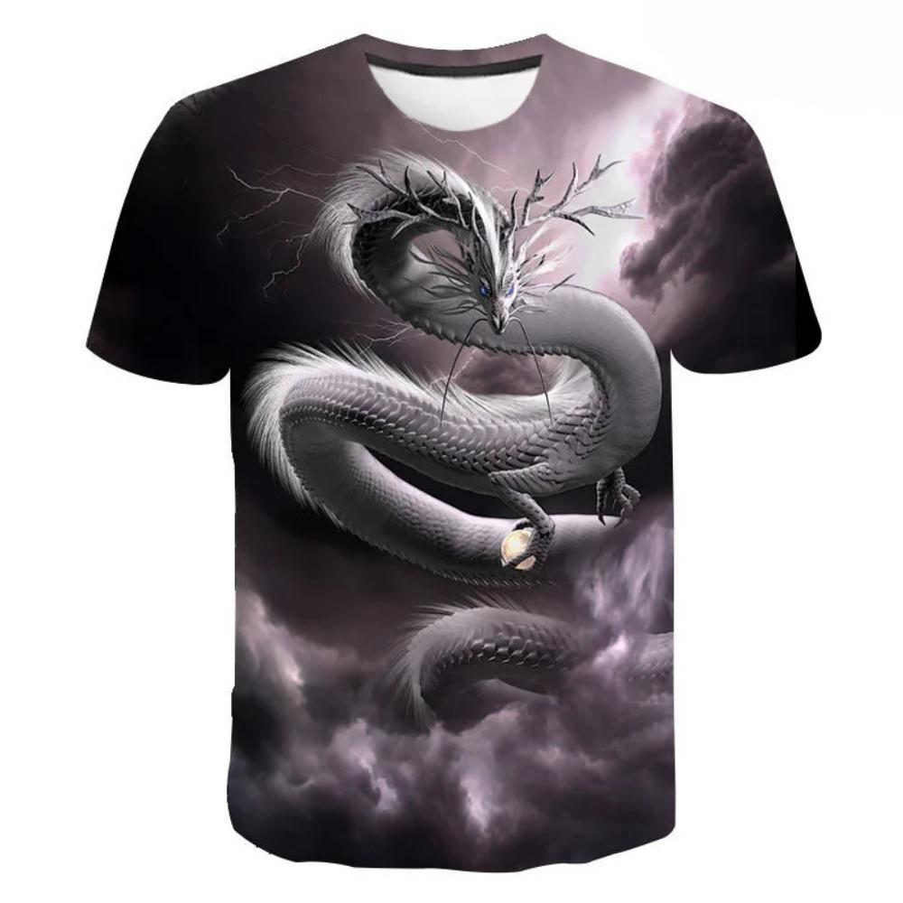 Summer Boys 3D Dragon Print Children's T-Shirt Kids Clothes Short Sleeve Top O Neck Shirts Fashion