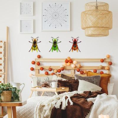 Wespen Wand Baum Hängende Skulpturen Metall Bunt 3D Wespe Außen Skulptur 3x Realistisch Ästhetisch Tier Skulptur Haus