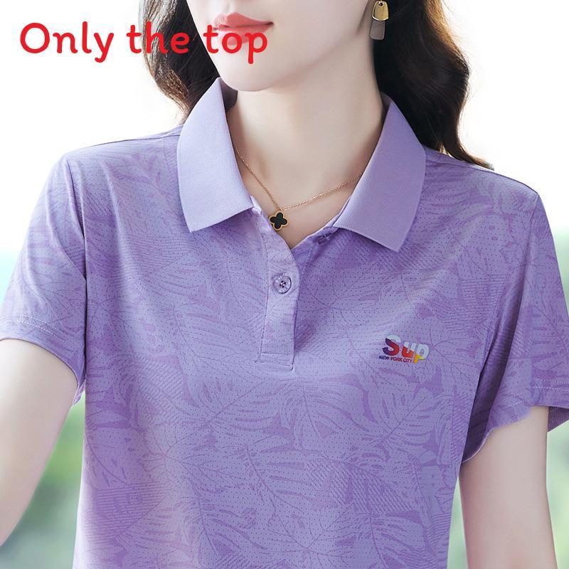Casual Polo T Shirt With Letter Print For Women Summer Comfort Fit