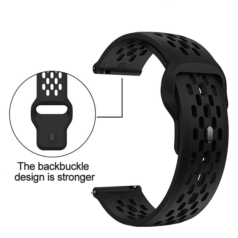 20mm 22mm Hole Silicone Band For Samsung Galaxy Watch 7 FE 6 5 4 for Huawei GT5 4 3 GT2 Pro Bracelet For Garmin Vivoactive4