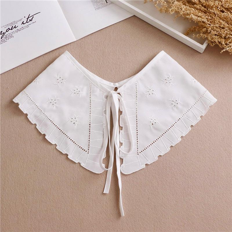 Lace Fake Collar Women Detachable Collars For Women False Collar Embroidery Floral Lolita Lapel Half Shirt Shawl Wrap Decoration