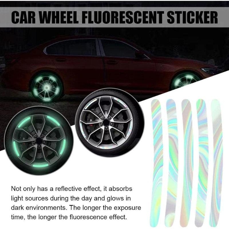20PCS Night Driving Luminous Car Stickers, Highly Reflective Wheel Stickers Decorative Universal Car Bike Motorcycle Truck
