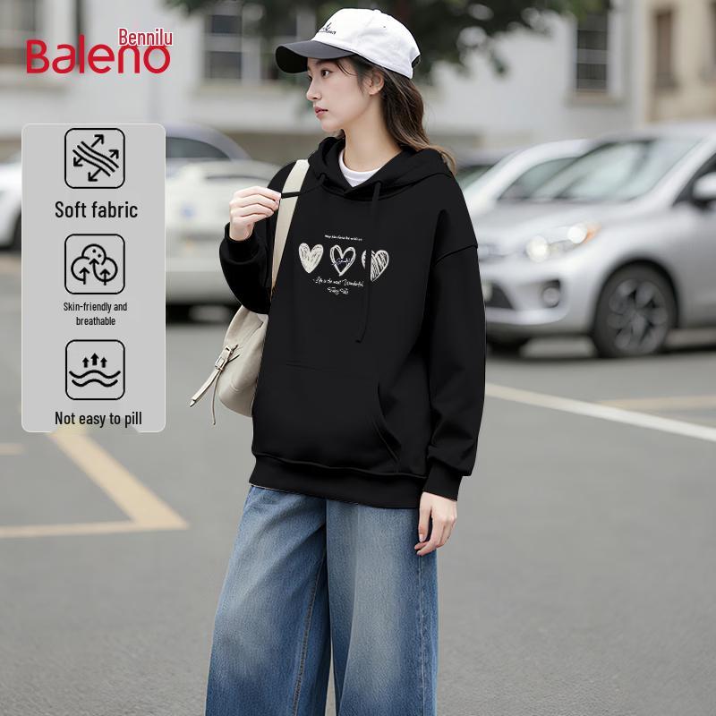 Baleno Unisex Oversized Hooded Sweatshirt with Heart Print
