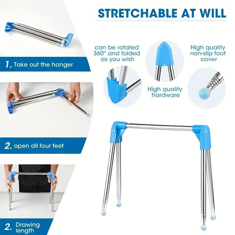 Multi-Functional Portable Clothes Hanger Extendable Foldable Metal Rack, Suitable for Home, Laundry, Camping, and Travel