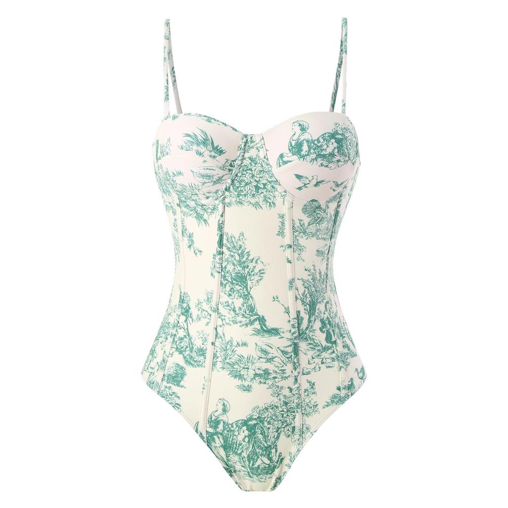 2023 Retro Print Women's Swimwear: One-Piece Swimsuit and Bikini with Sun Protection Long Dress - Two-Piece Set