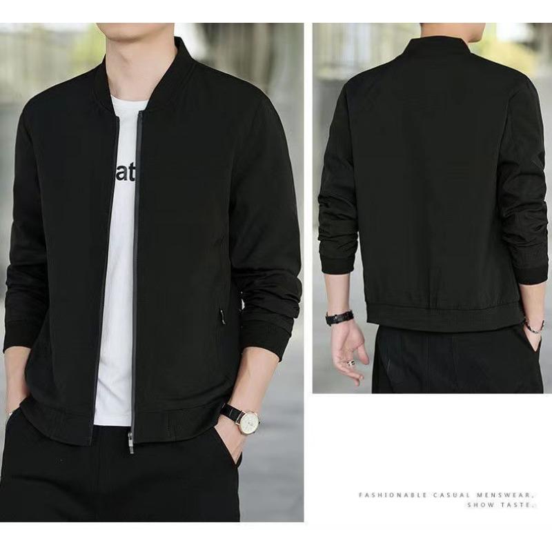 Men S Casual Baseball Jacket Spring Autumn Solid Long Sleeve Coat