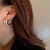 Silver Needle Diamond Geometric C-Shaped Earrings Light Luxury Niche Design Earrings Personality Temperament Advanced Earrings Women