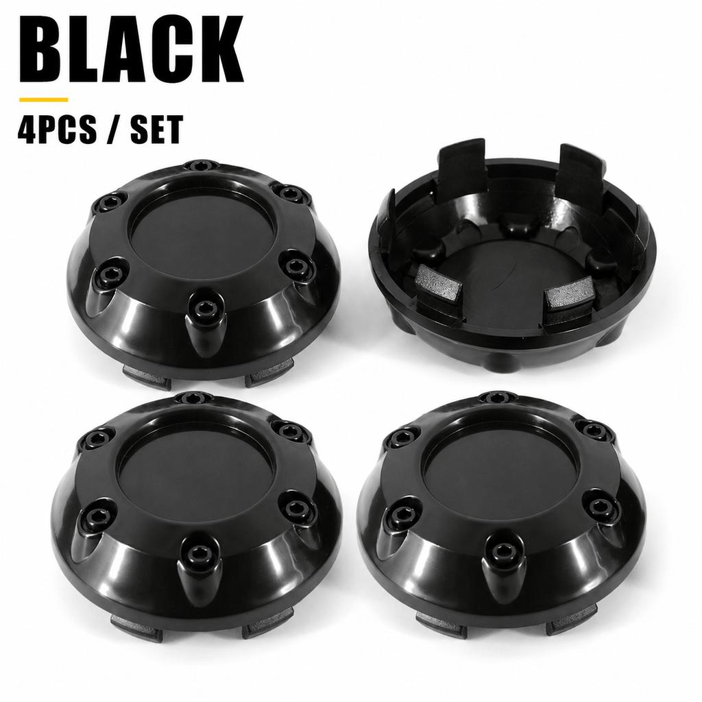 4PCS 68mm Car Wheel Center Caps Black/silver ABS Hub Caps Snap-In Wheel Rim Center Covers, Easy Installation Car Exterior Accessories