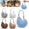 Handmade Crochet Shoulder Bag Shell Shape Design with Woven Handle and Detachable Pearl Strap for Everyday Use