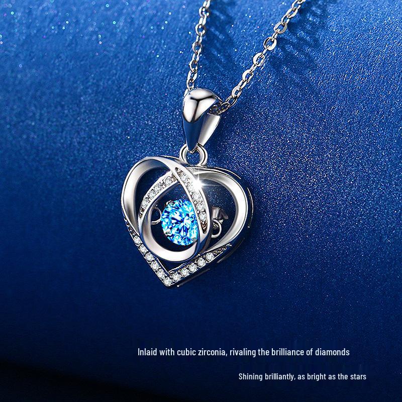 2025 S925 Sterling Silver Beating Heart Necklace - Light Luxury Clavicle Pendant for Women, Qixi Festival Gift