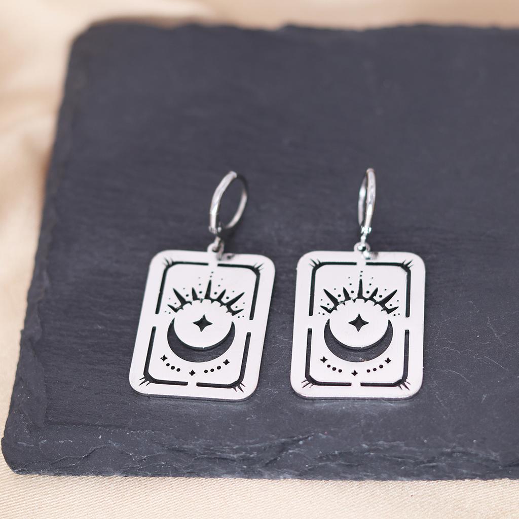 Kinitial Stainless Steel Death Moth Sun Moon Snake Mushroom Cactus Hamsa Hand Horse Earrings For Women Trendy Piercing Jewelry