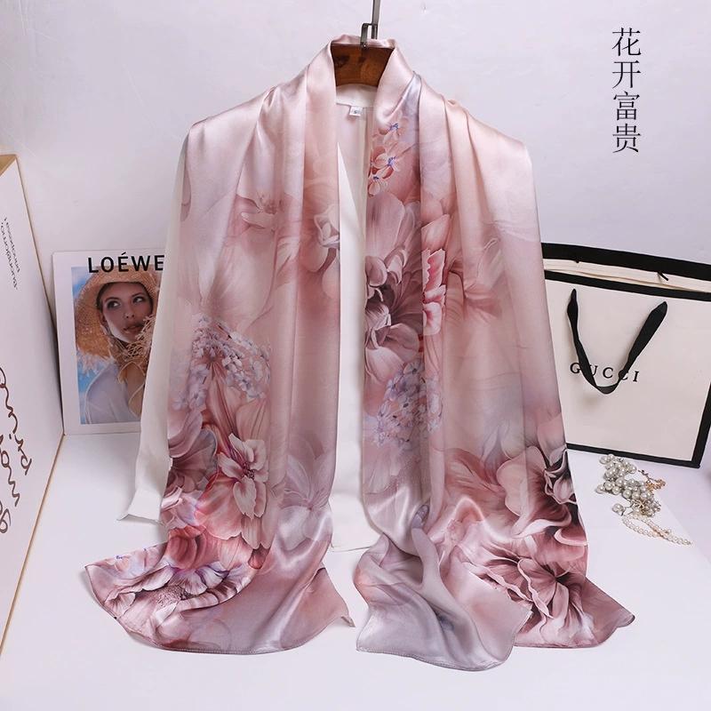 Chinese Ethnic Flower Style 100% Silk Scarves Shawls Long Silk Scarf 170*52Cm