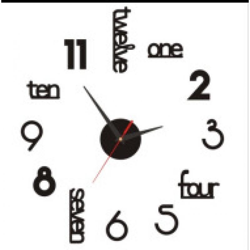 European Style 3D Acrylic Wall Clock Sticker - Simple, Fashionable DIY Decor for Living Room